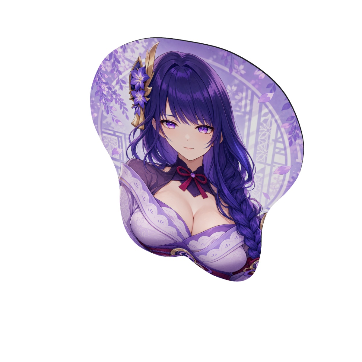 Raiden Shogun Quiet Eternity 3D Mousepad — angle digital preview, Small Standard shape