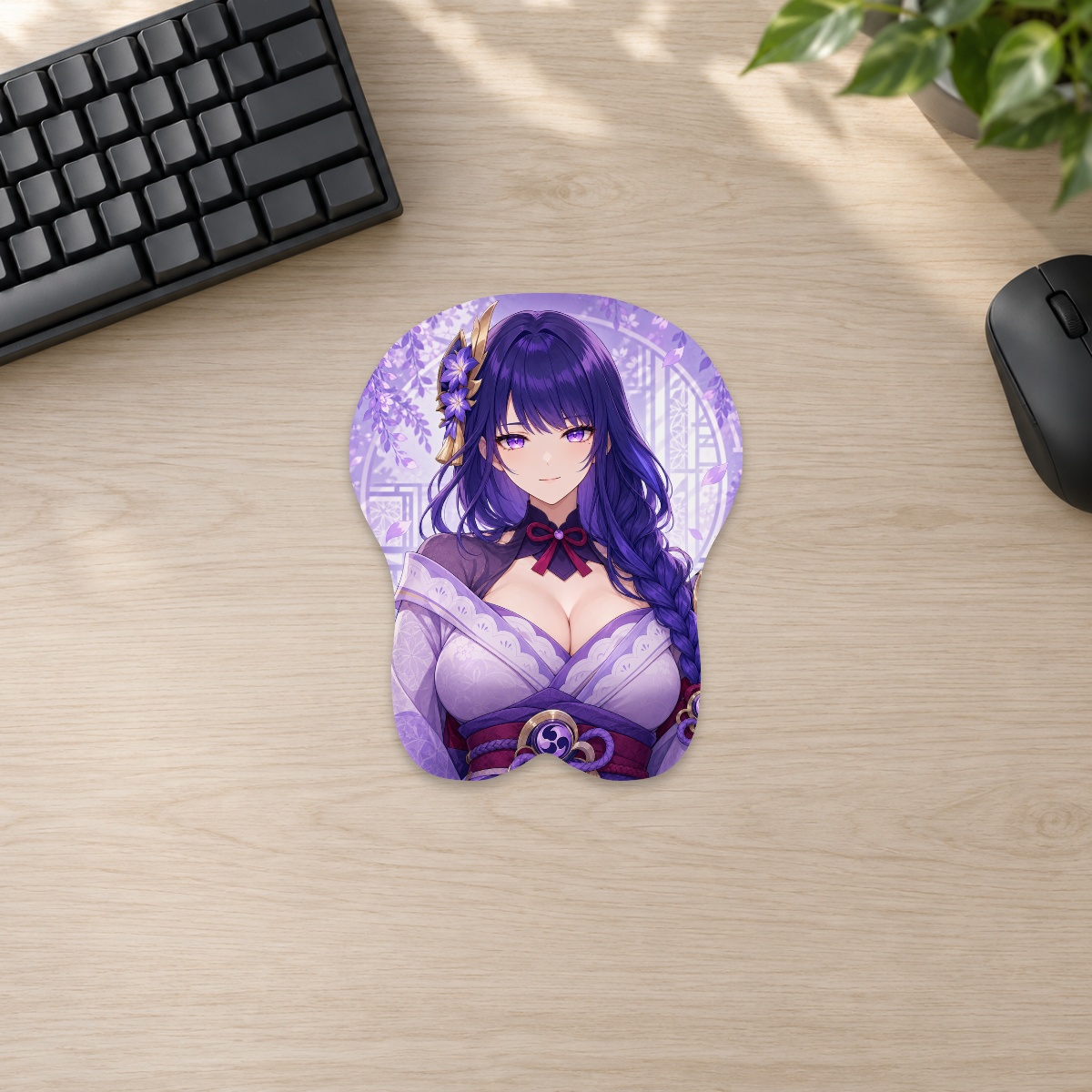 Raiden Shogun Quiet Eternity 3D Mousepad — desk digital preview, Small Standard shape