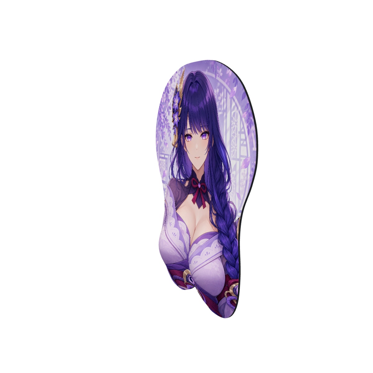 Raiden Shogun Quiet Eternity 3D Mousepad — side digital preview, Small Standard shape