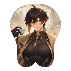 Zhongli Tea House Rest 3D Mousepad — front digital preview, Small Chest shape