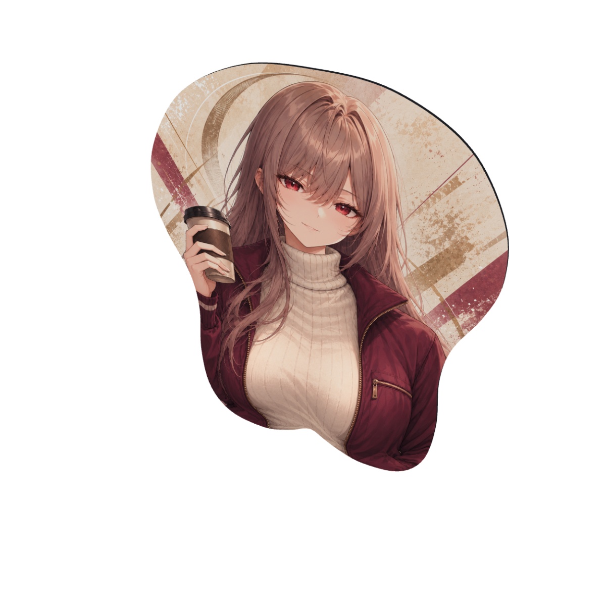 Rapi Off-duty Coffee 3D Mousepad — angle digital preview, Small Standard shape