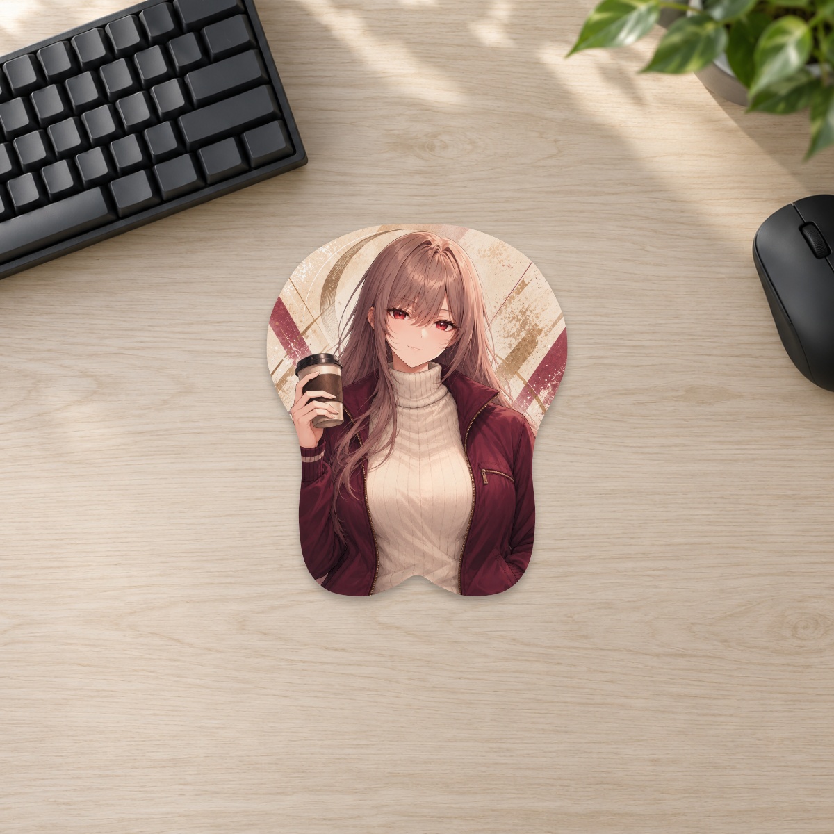 Rapi Off-duty Coffee 3D Mousepad — desk digital preview, Small Standard shape
