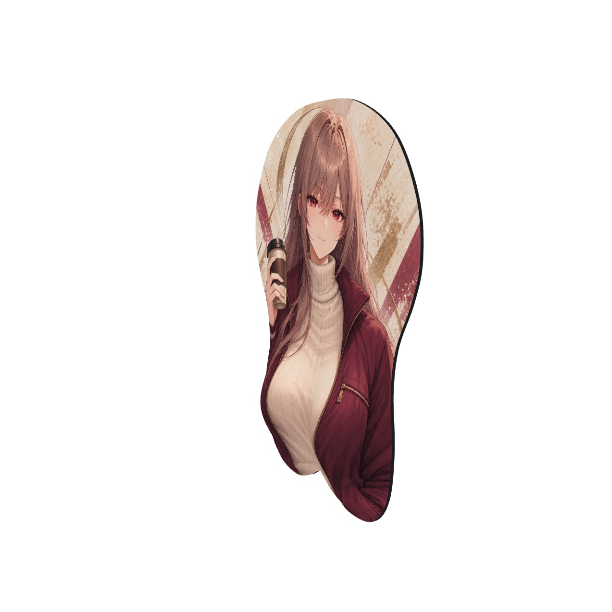 Rapi Off-duty Coffee 3D Mousepad — side digital preview, Small Standard shape